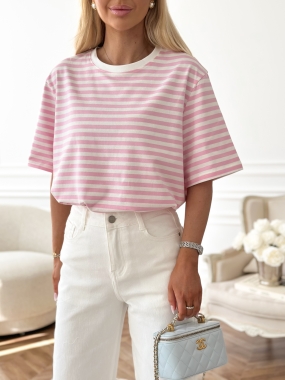 T-shirt | oversize | paseczki |  strawberry cream ♡  