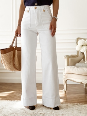 Jeansy Gloria | złote guziki | biel ♡