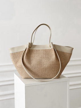 Torba Nantucket | skóra naturalna i raffia | ecru ♡