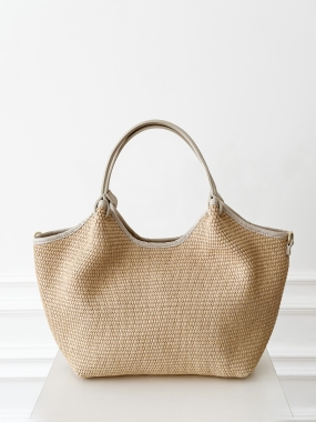 Torebka Gabrielle | skóra naturalna + raffia | krem ♡