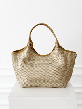 Torebka Gabrielle | skóra naturalna + raffia | ochre ♡