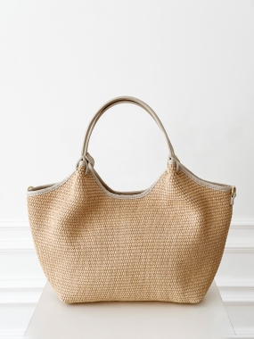 Torebka Gabrielle | skóra naturalna + raffia | krem ♡