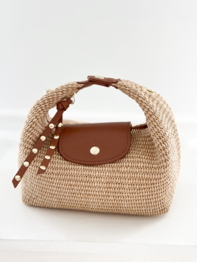 Torebka Harper | raffia i skóra naturalna | camel ♡