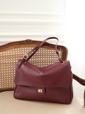 Torba Maxi Flap | skóra naturalna | burgund ♡