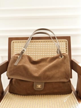 Torba Maxi Flap | skóra naturalna zamszowa | taupe ♡