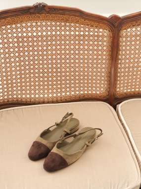 Slingback | faux suede | olive ♡