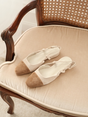 Slingback | faux suede | biscuit ♡