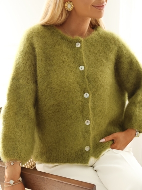 Cardigan Sophie | 80% kid moher | moss green ♡