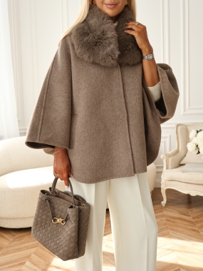 Płaszcz - peleryna Méribel | 70% wełna | taupe ♡