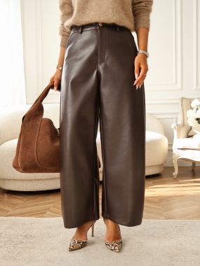 Spodnie Oslo | culotte | faux leather | choco ♡